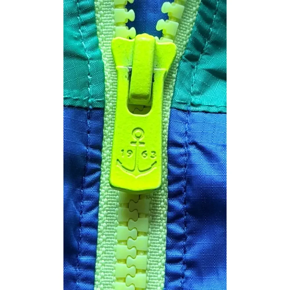 Lands End Girls Sz. M 8-10 Windbreaker Zip Lightweight Jacket Teal/Blue Packable